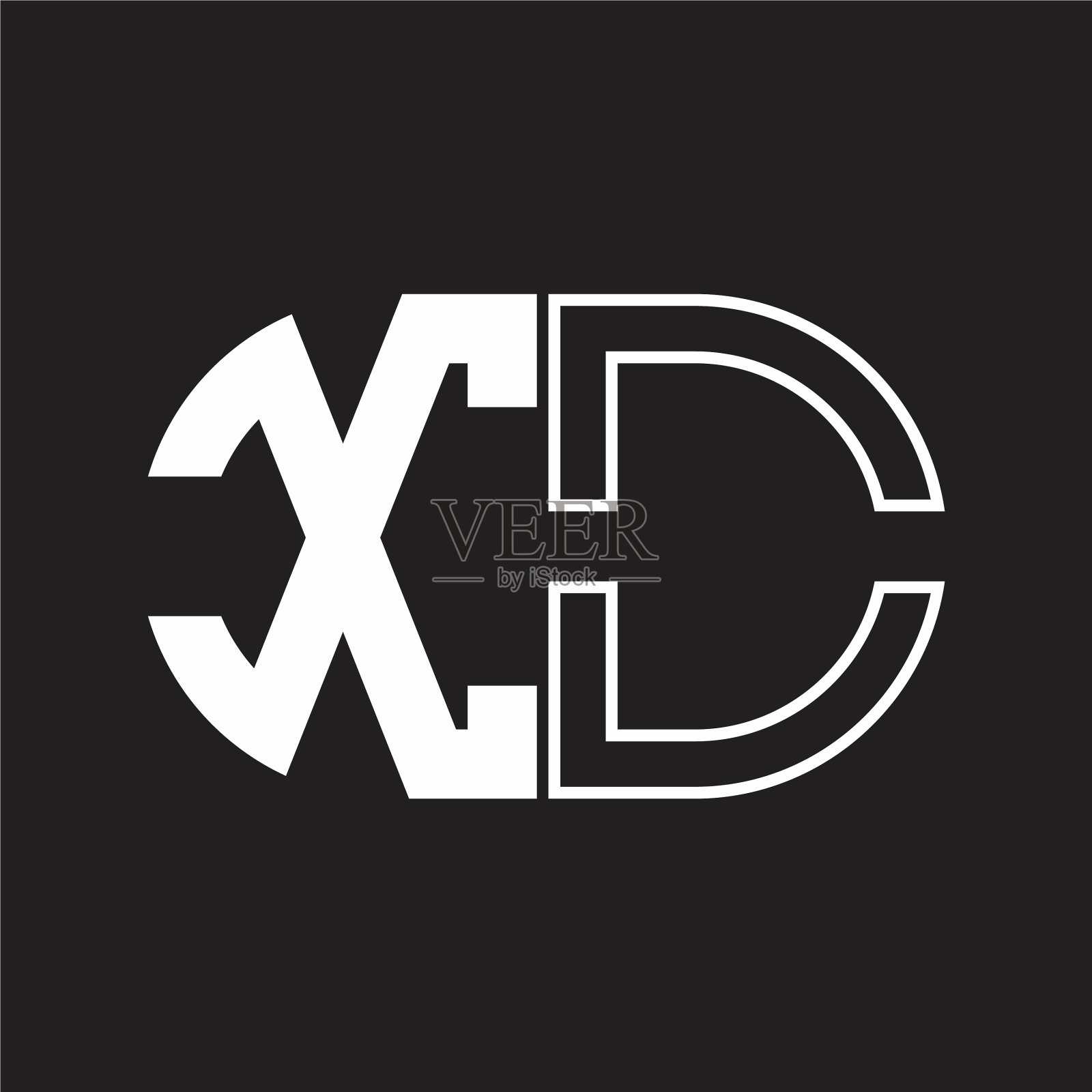 Xo字母标志与椭圆形负片组合插画图片素材