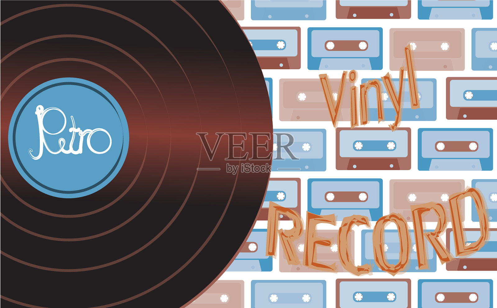 音乐音频是一个古老的复古潮人插画图片素材