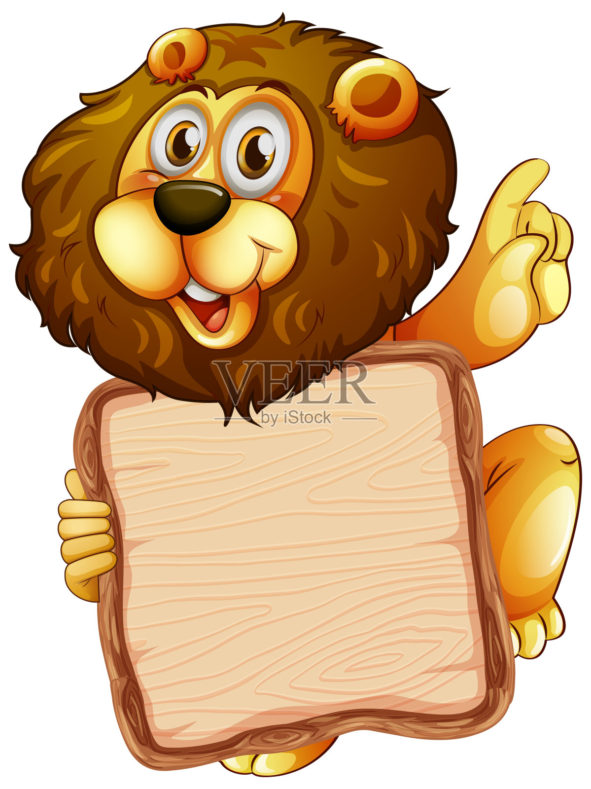 板模板与可爱的狮子在白色的背景插画图片素材