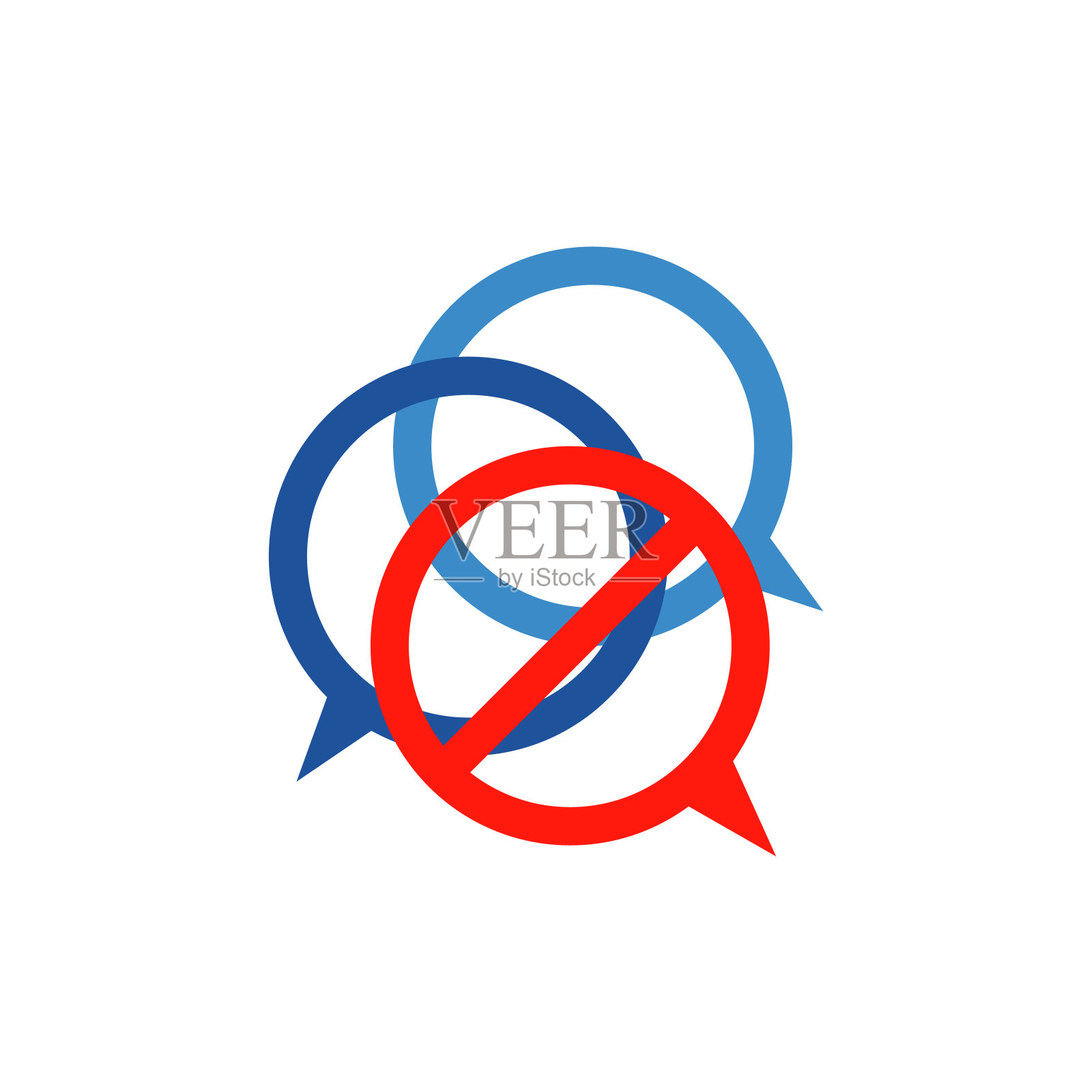 没有或停止。聊天图标。演讲泡沫的迹象。通信或注释符号。禁止停止标志。没有聊天图标。股票矢量插图上的白色背景。插画图片素材