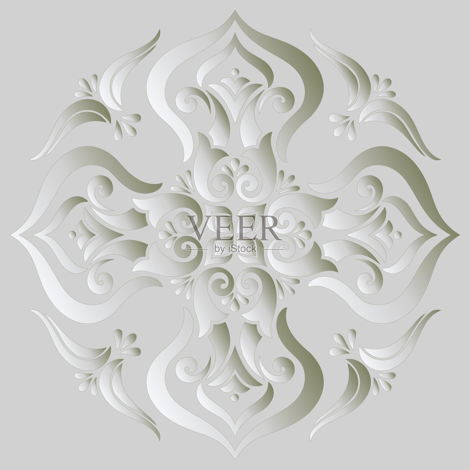 曼陀罗图案白色渐变好心情插画图片素材