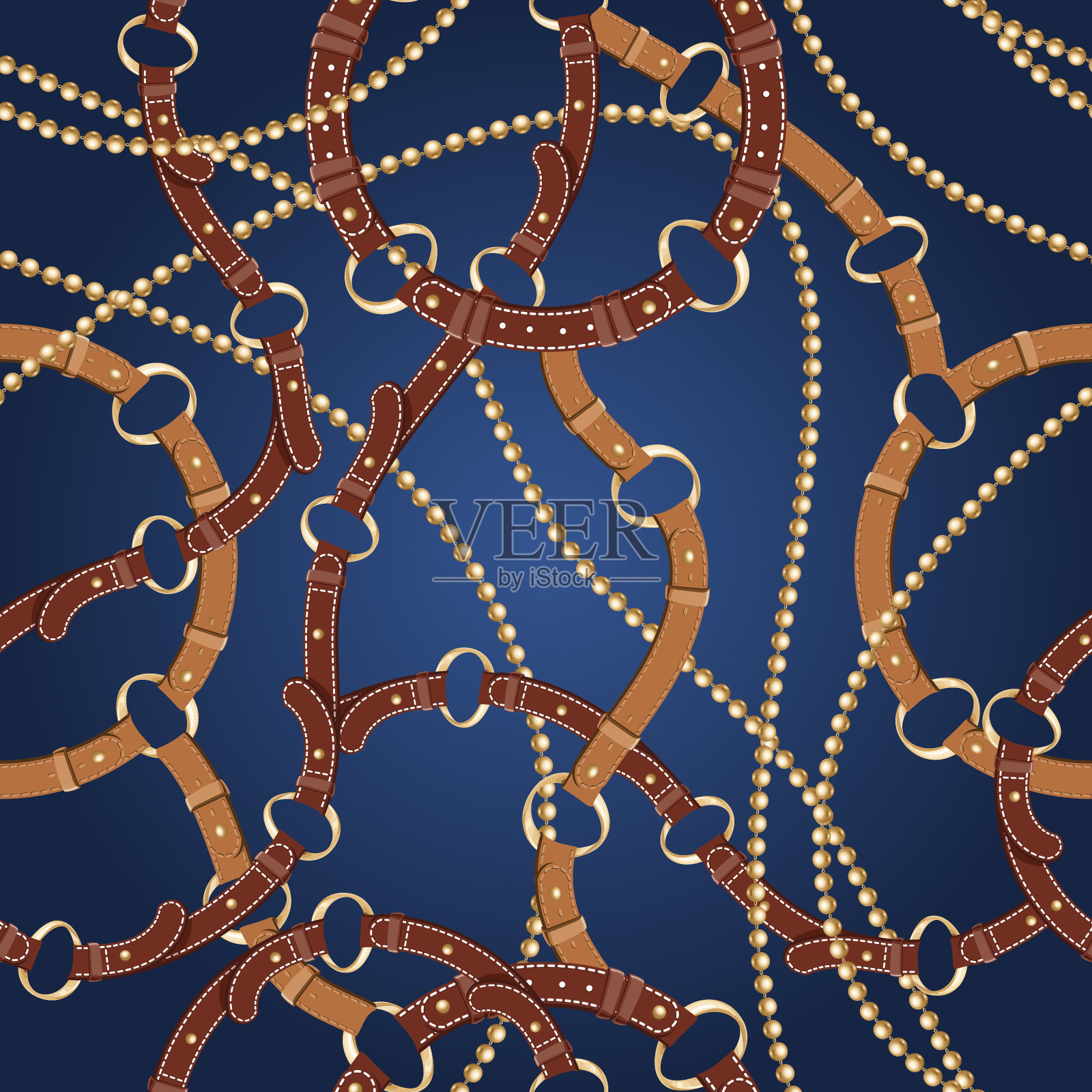 无缝背景与金链，绳子，皮带。插画图片素材