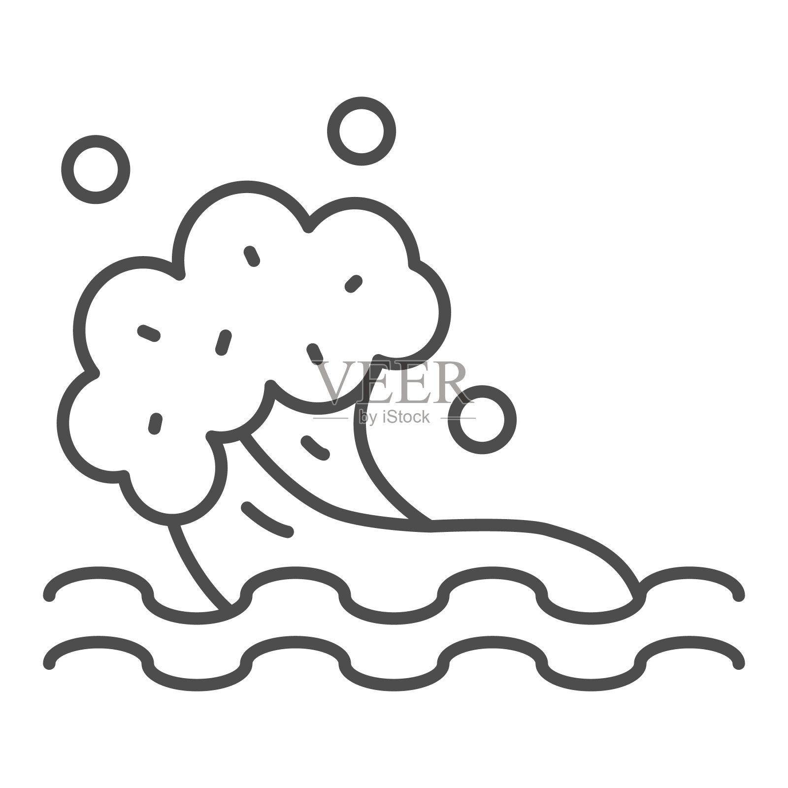 海浪细线图标,夏天的概念,水溅标志在白色的背景,海浪图标在轮廓风格