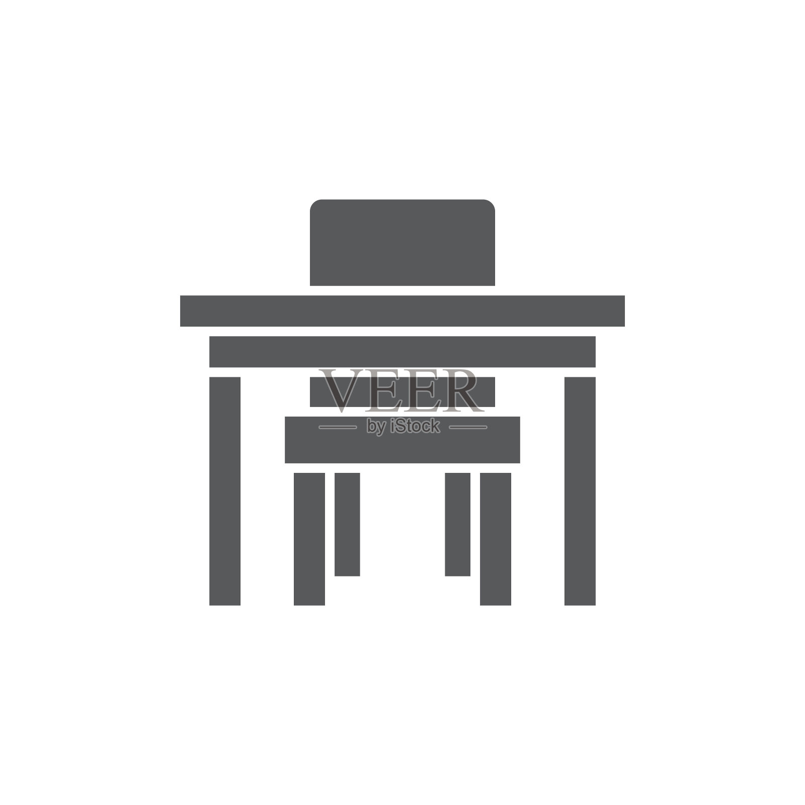 课桌和椅子矢量图标符号孤立在白色背景上插画图片素材