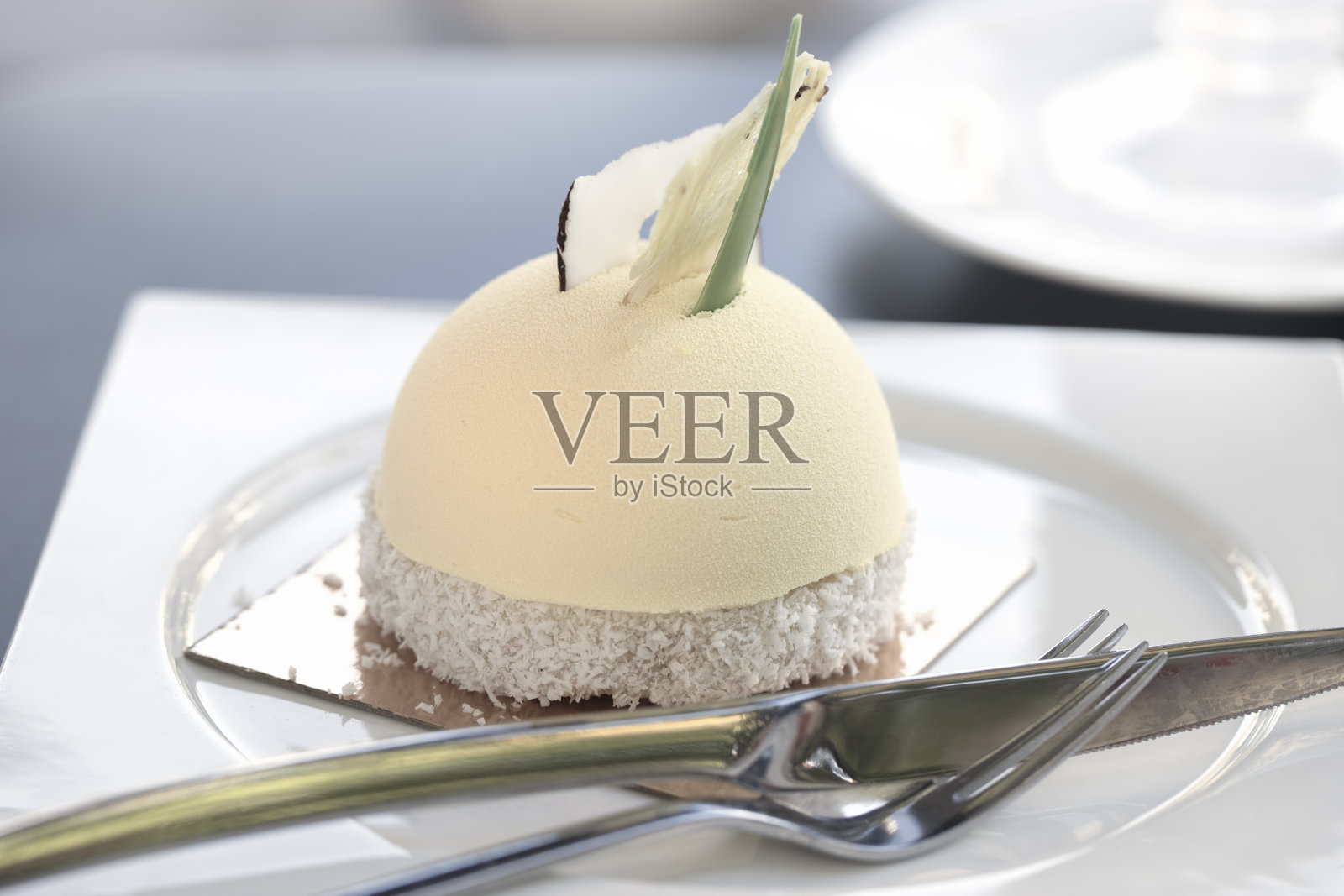 椰子蛋糕，近处，水平照片摄影图片