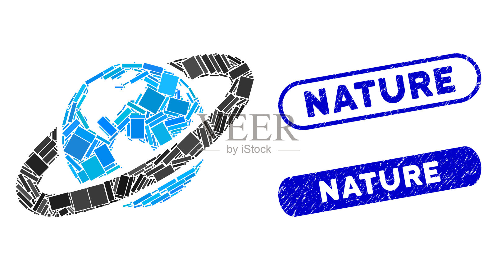 矩形马赛克行星与痛苦插画图片素材