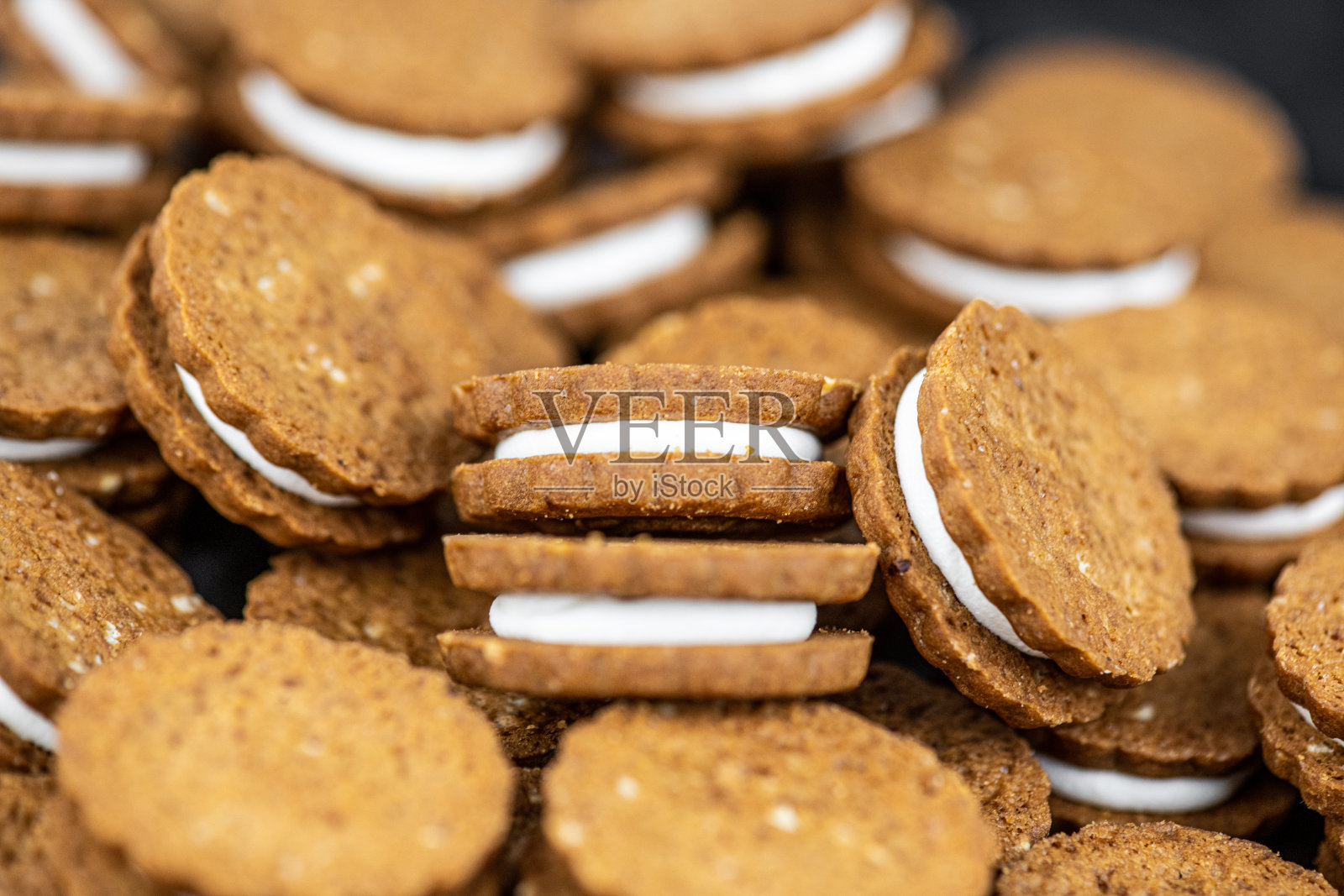 榛子奶油饼干用作背景或质地照片摄影图片