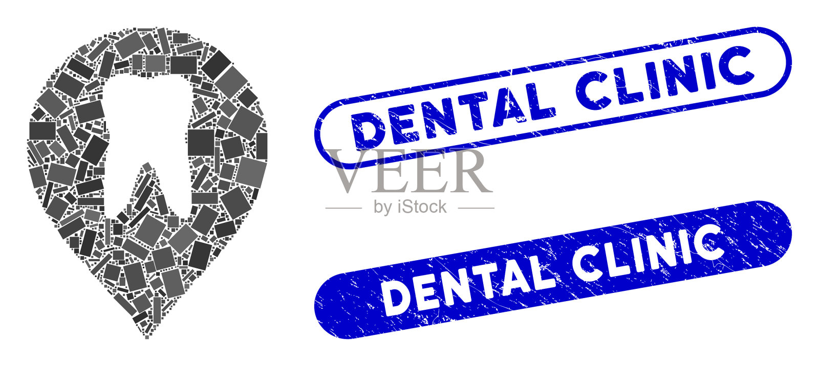 长方形马赛克口腔标记与痛苦插画图片素材