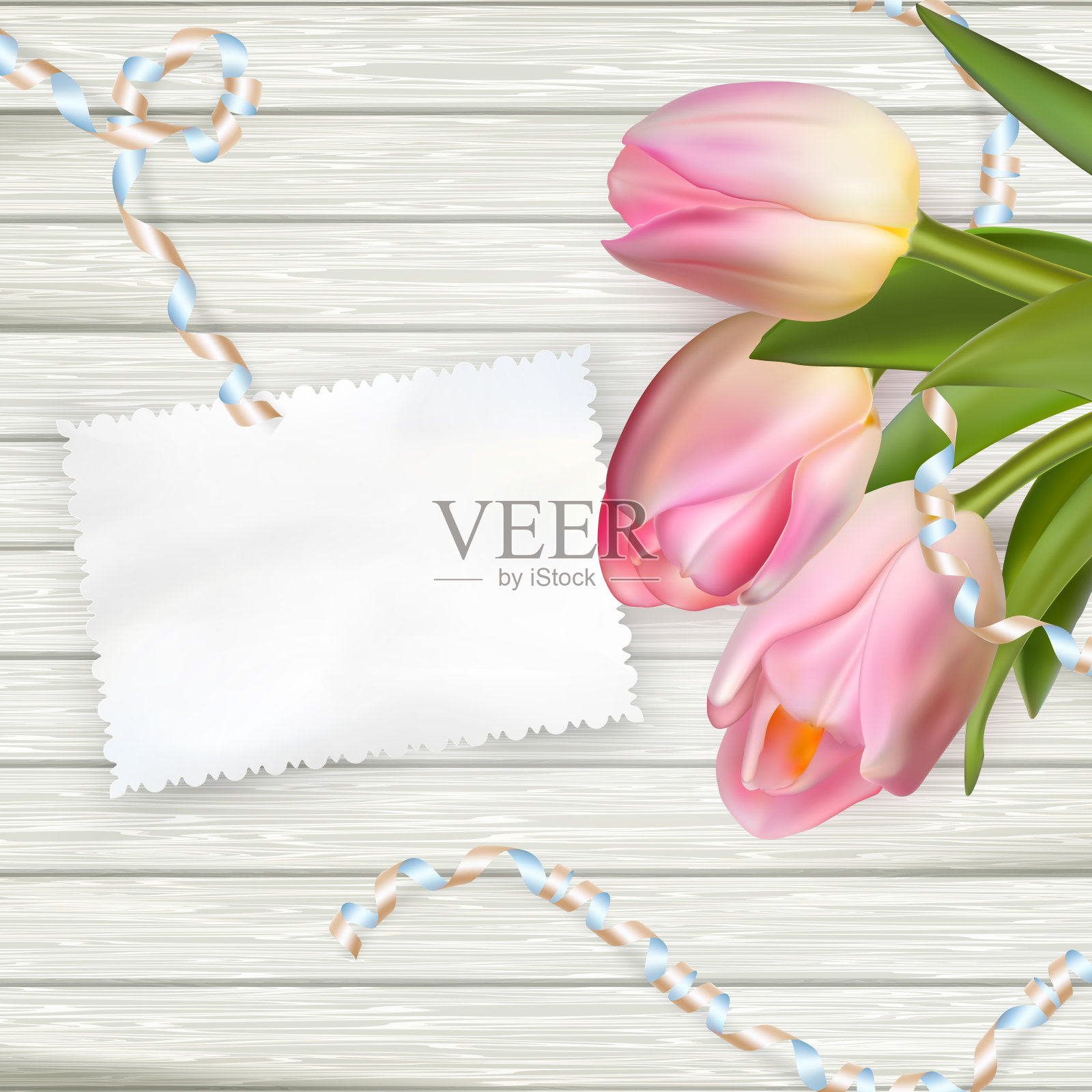 质朴的木板上放着一束郁金香。每股收益10设计模板素材