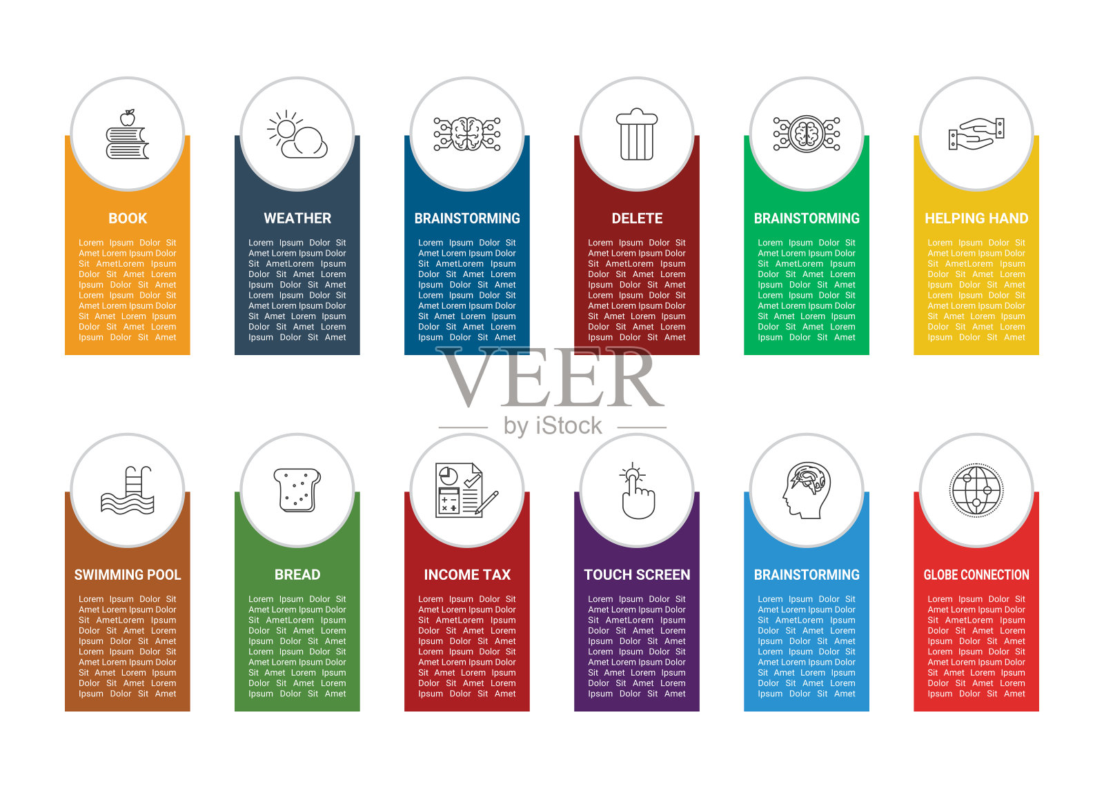 将Web Line图标与网站、应用程序和软件设计的名称混合。插画图片素材