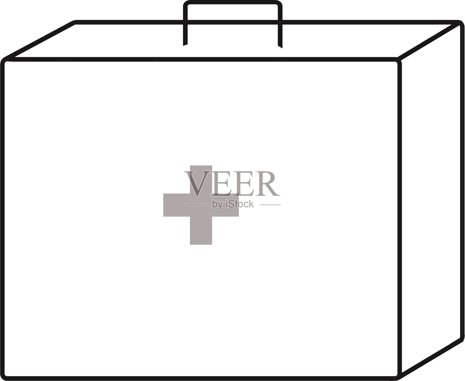 白色背景上的一个医疗箱，手绘。孤立。用于打印，卡片，网站，海报。插画图片素材