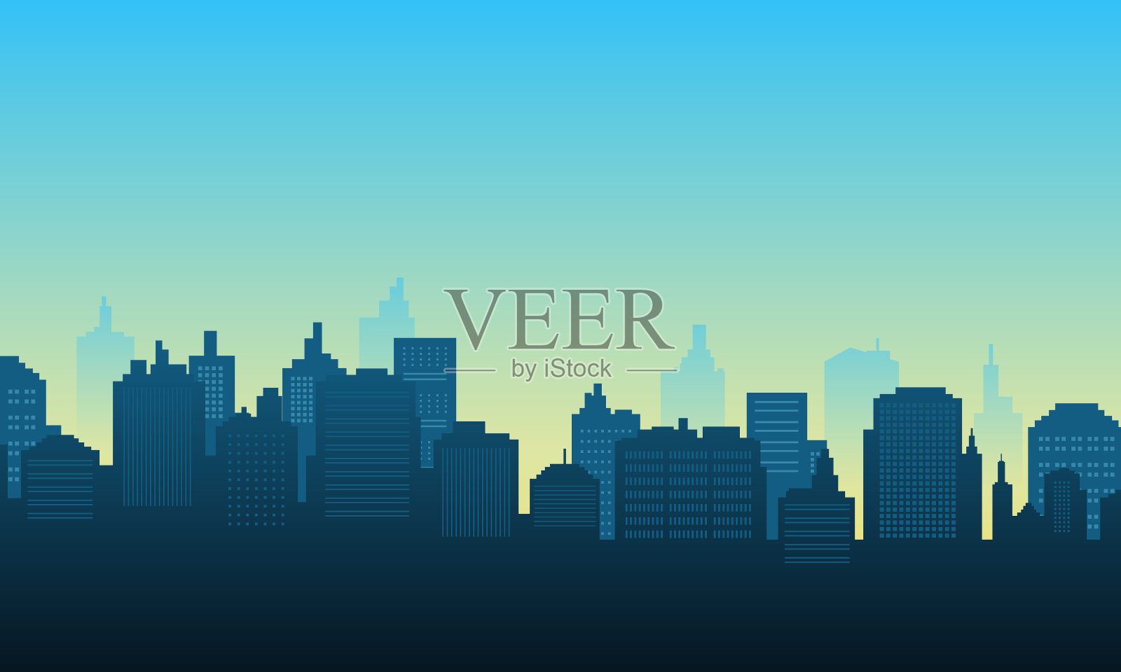 城市背景与日光的微妙全景。插画图片素材