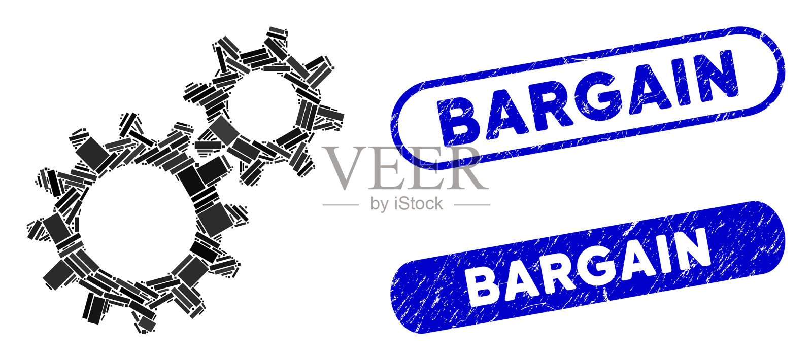 矩形拼贴减缩齿轮与纹理图标素材