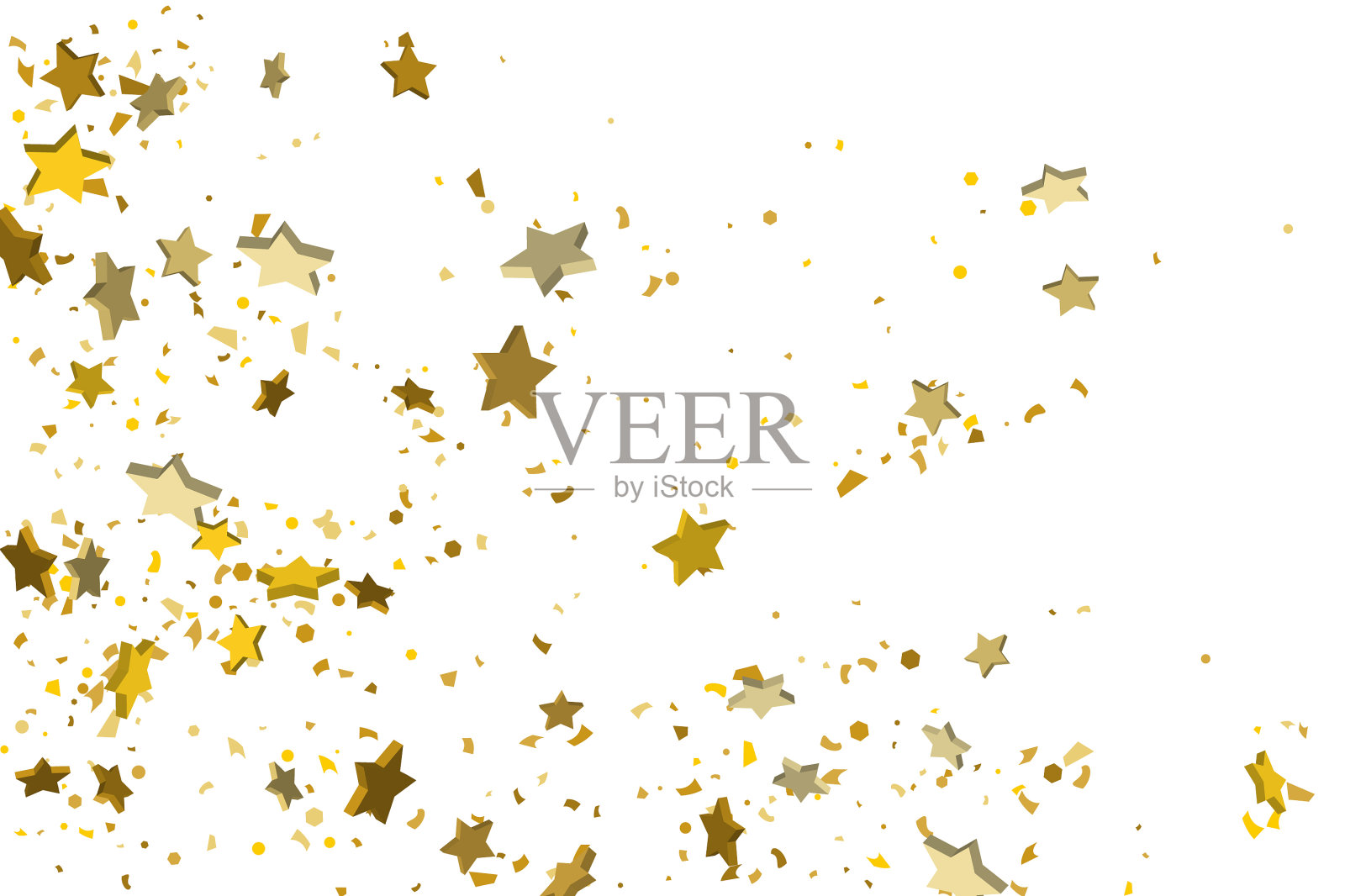 黄金体积星型纸屑插画图片素材