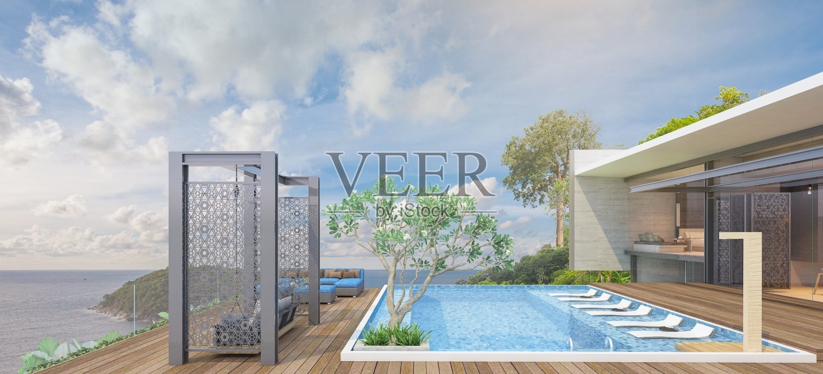 现代阁楼海滨别墅照片摄影图片