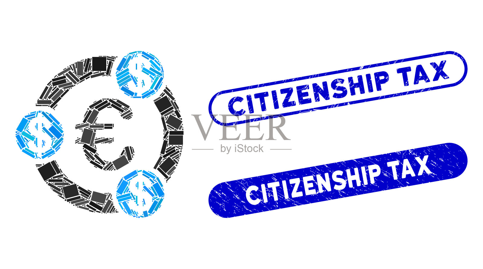 矩形马赛克与欧元金融合作插画图片素材