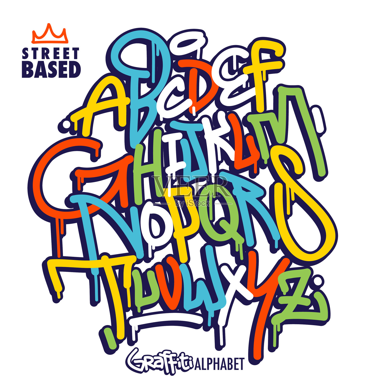 混合艺术城市风格字体，纹理，名称等插画图片素材