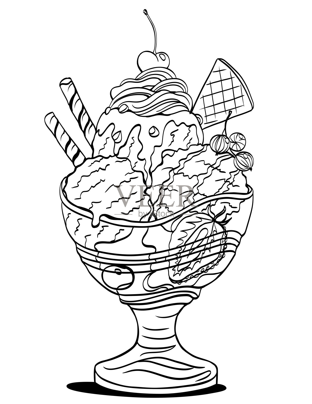 碗里的冰淇淋。插画图片素材