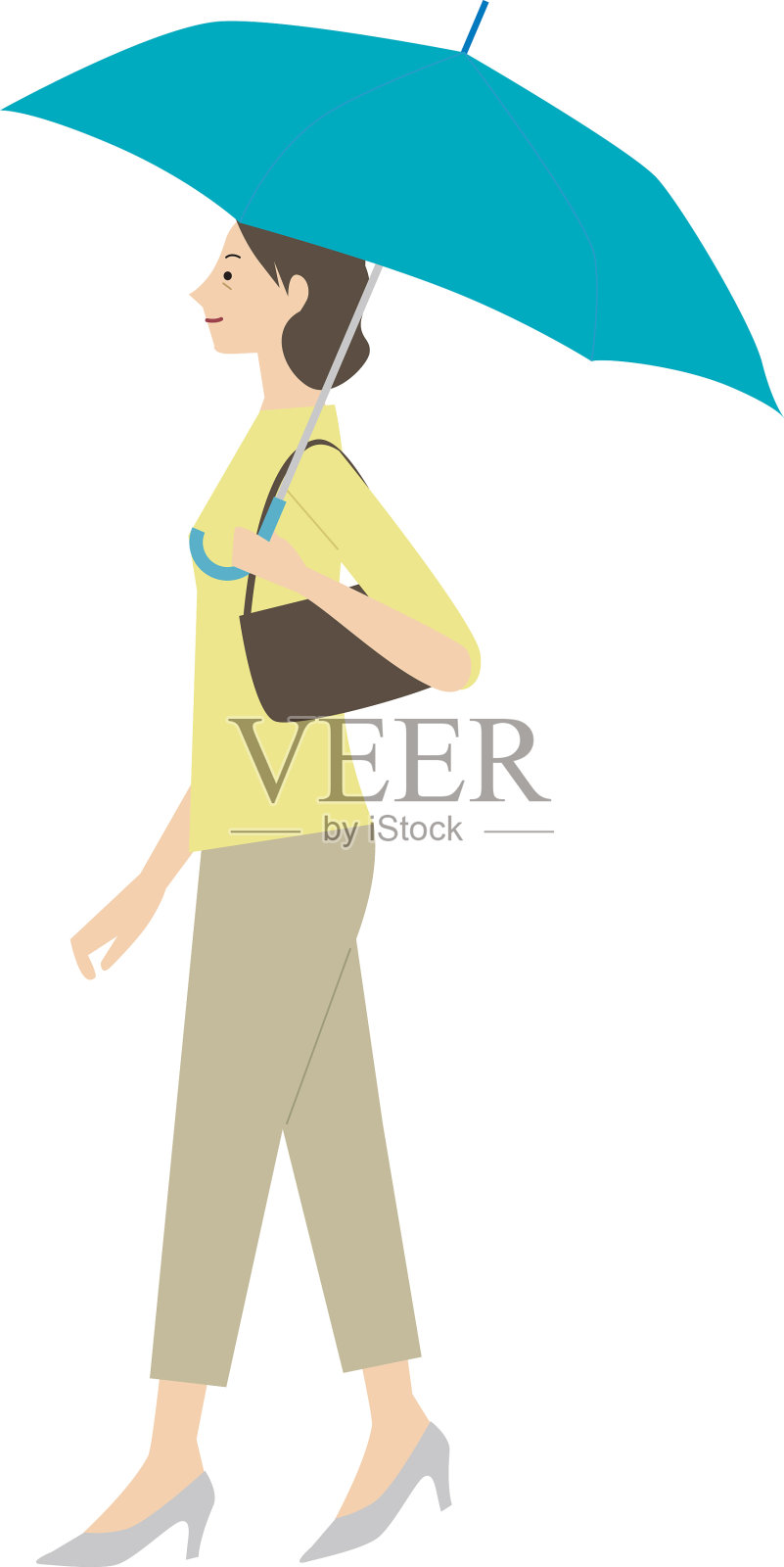 女向量带着伞走插画图片素材