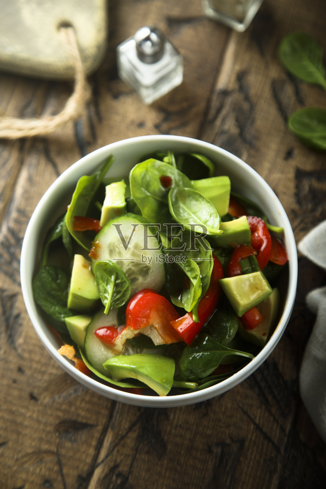 菠菜沙拉照片摄影图片