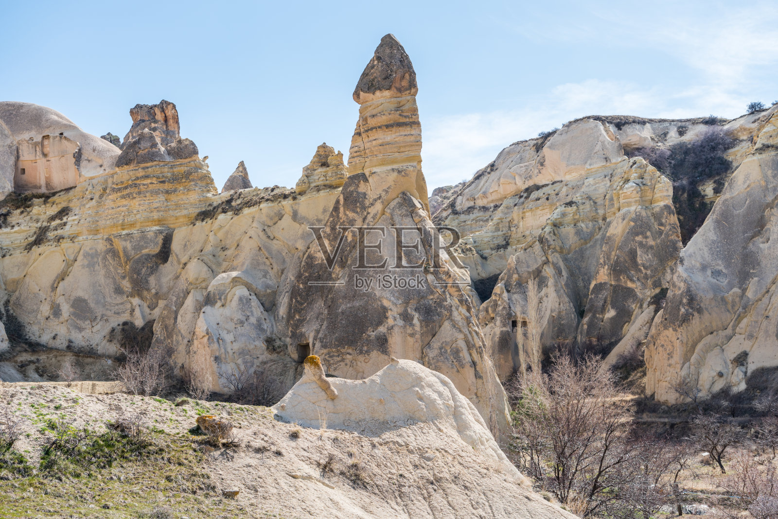 土耳其卡帕多西亚内夫塞希尔戈雷米壮观的石灰岩岩溶地貌。照片摄影图片