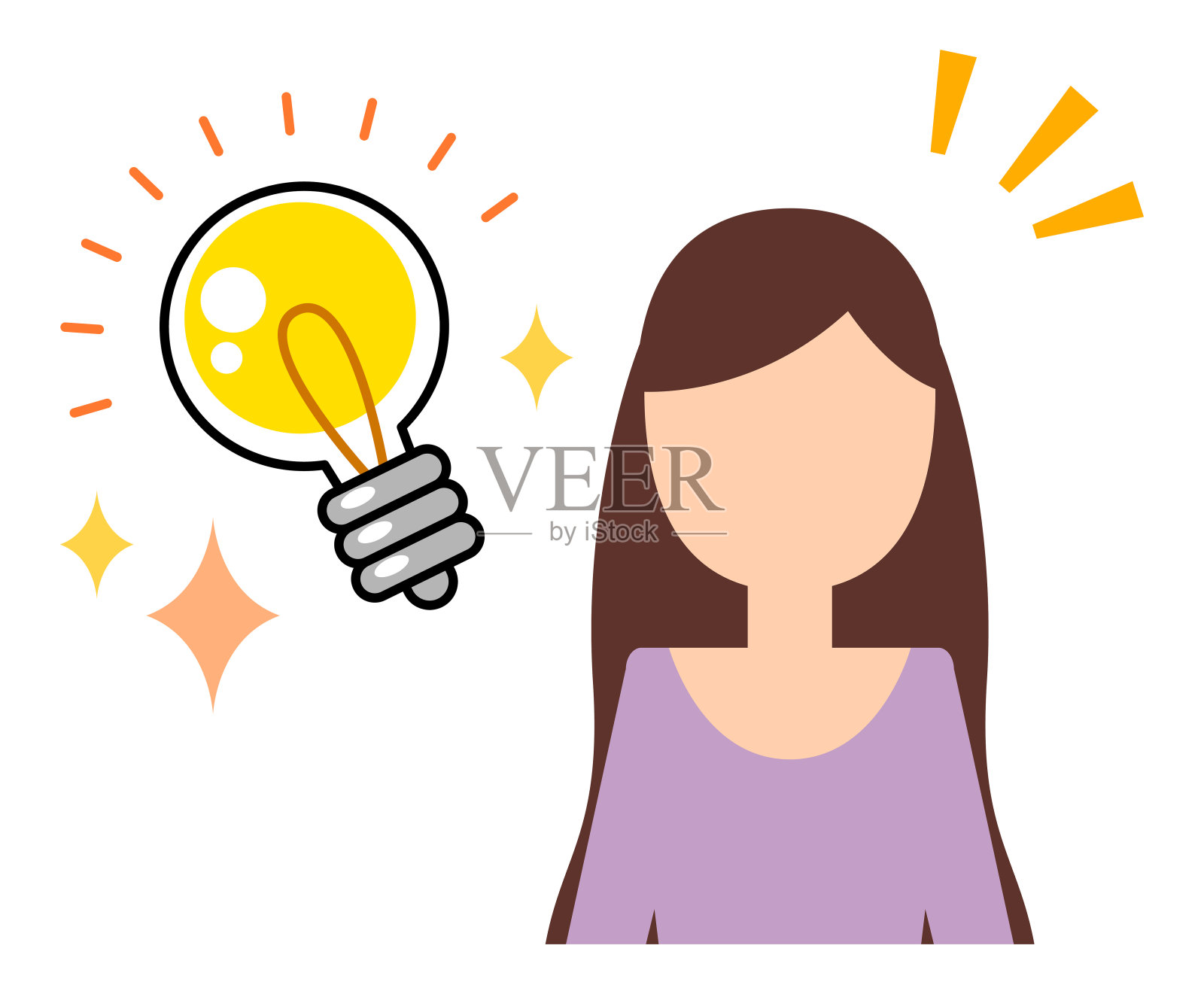 一个女人想出了一个主意插画图片素材