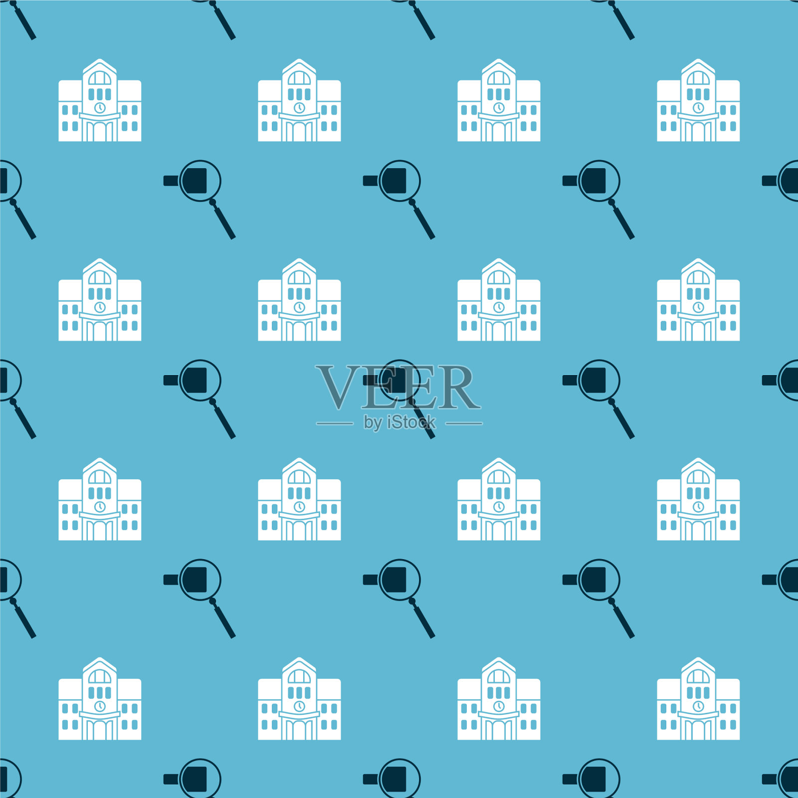 设置放大镜和教学楼图标素材