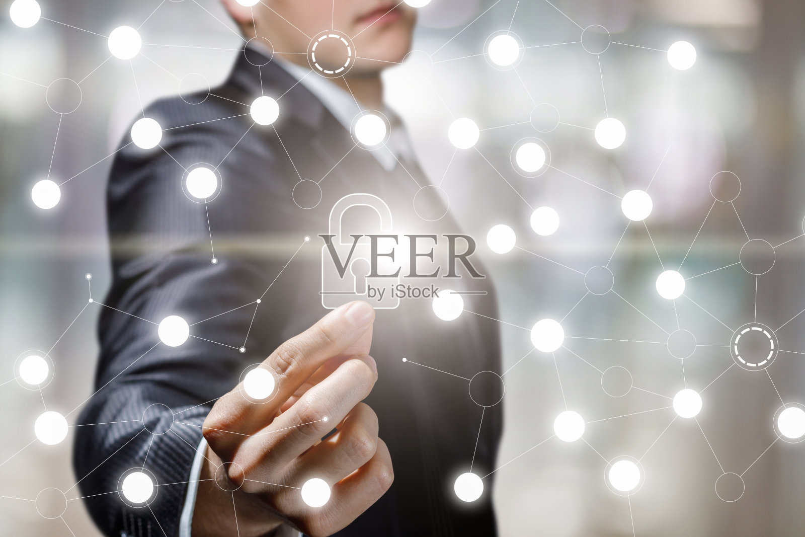 网络连接系统的保护和安全概念。照片摄影图片