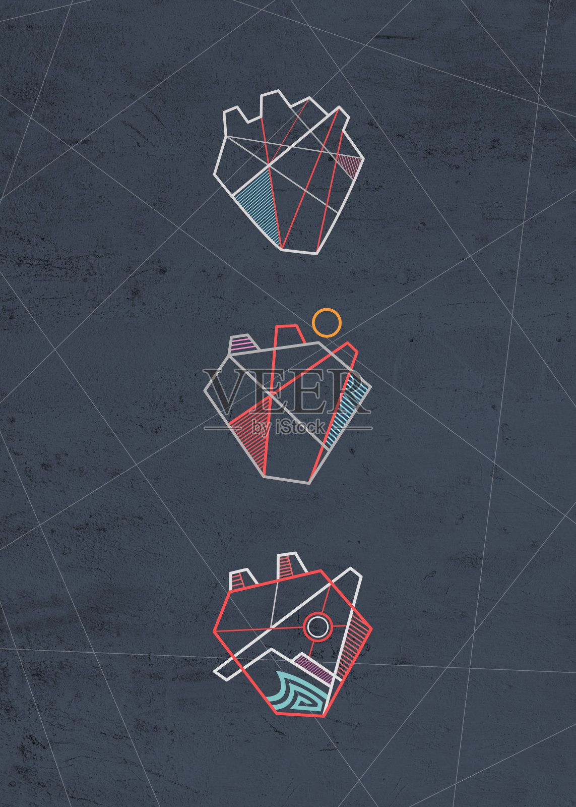 一些几何心形的数字插图插画图片素材