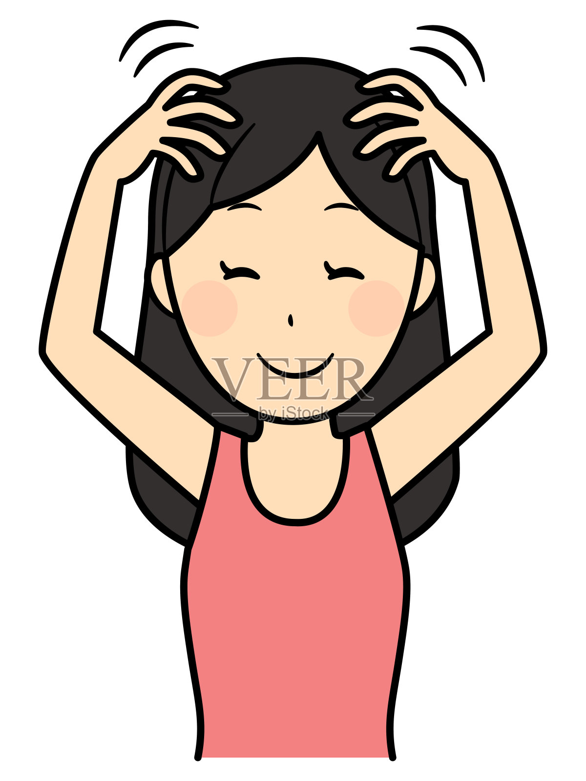 插图的女士关心她的头发插画图片素材