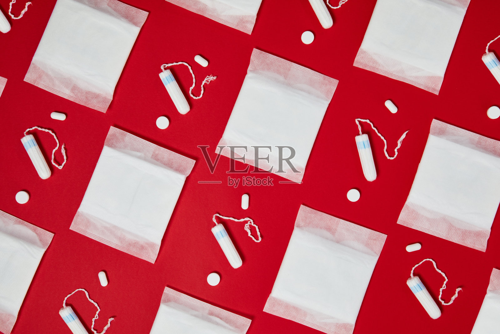 图案用白色卫生棉垫照片摄影图片