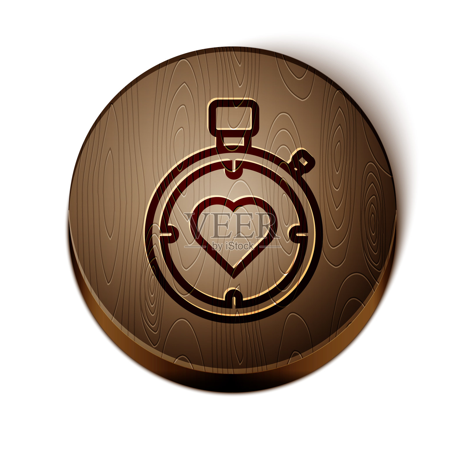 秒表图标的中间是棕色的心线插画图片素材