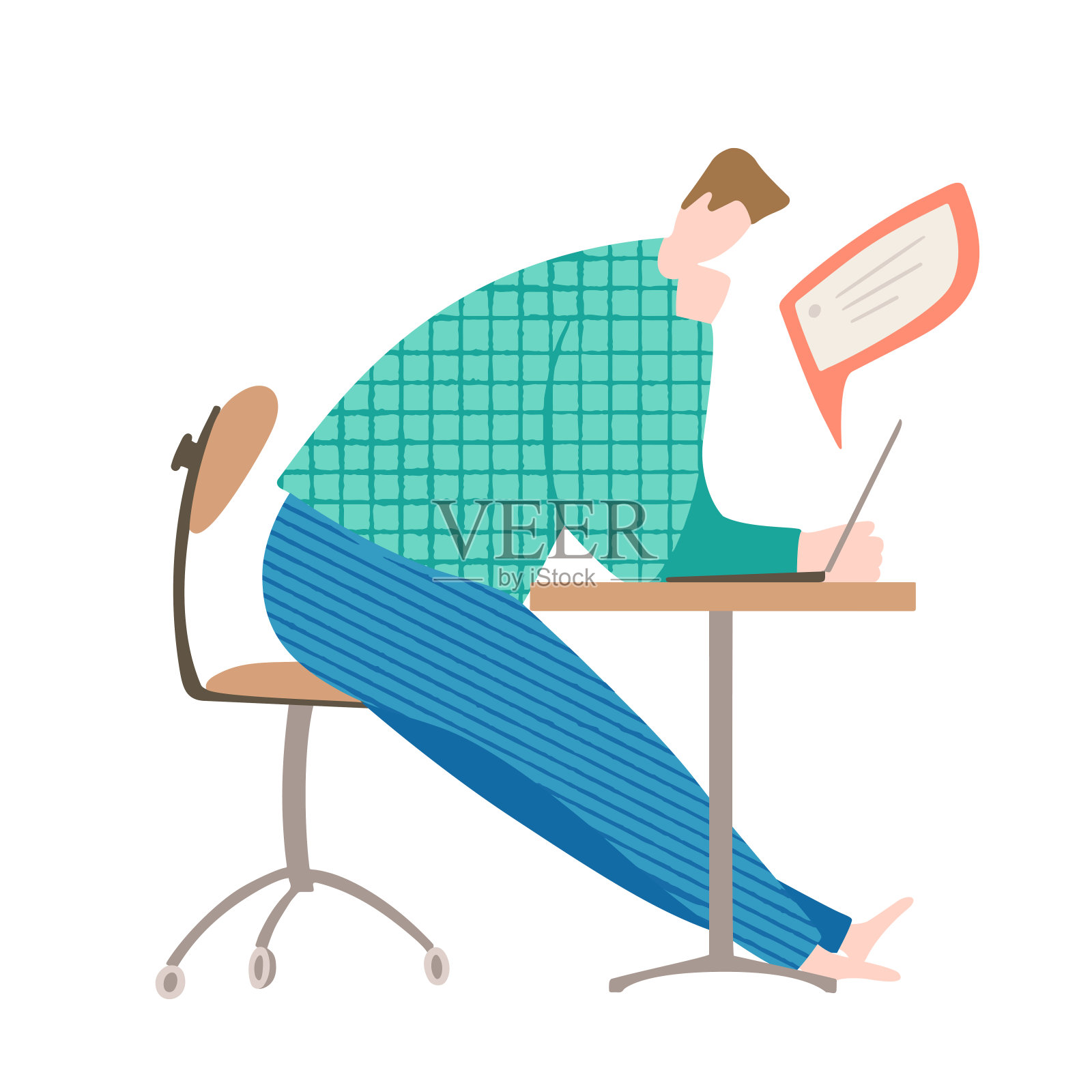 在家工作的卡通人物概念插画图片素材