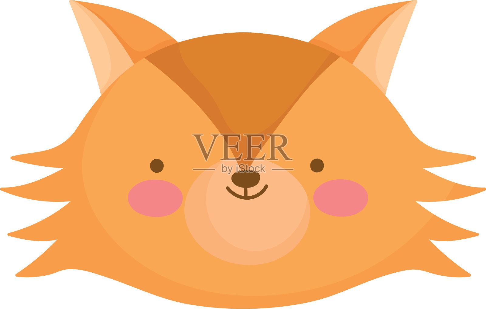 可爱的狐狸脸动物卡通人物的白色设计元素图片