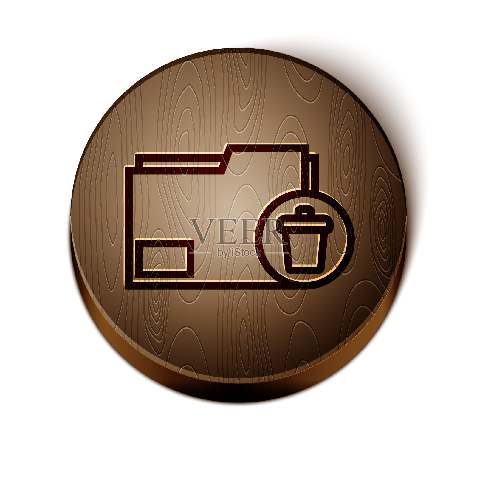 棕色线删除文件夹图标隔离在白色图标素材