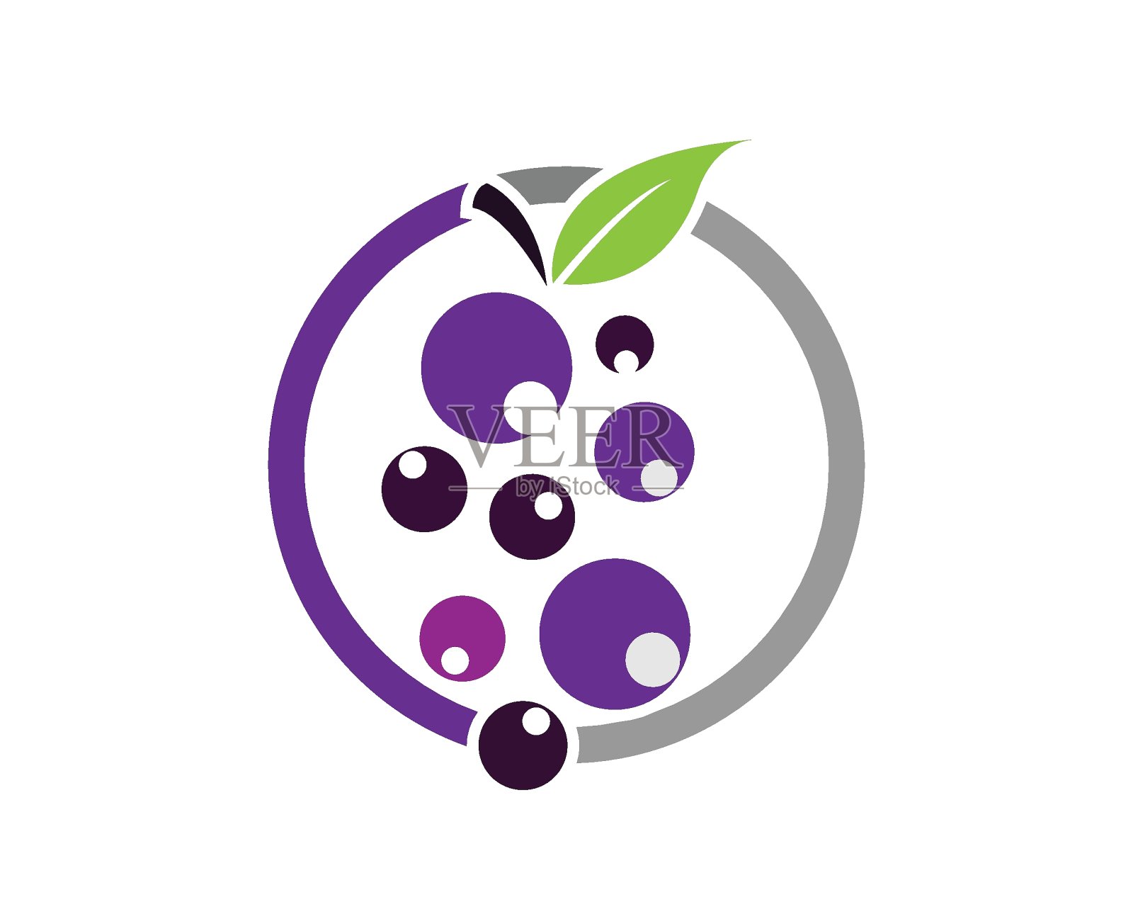 一串带有叶子图标的葡萄酒葡萄插画图片素材