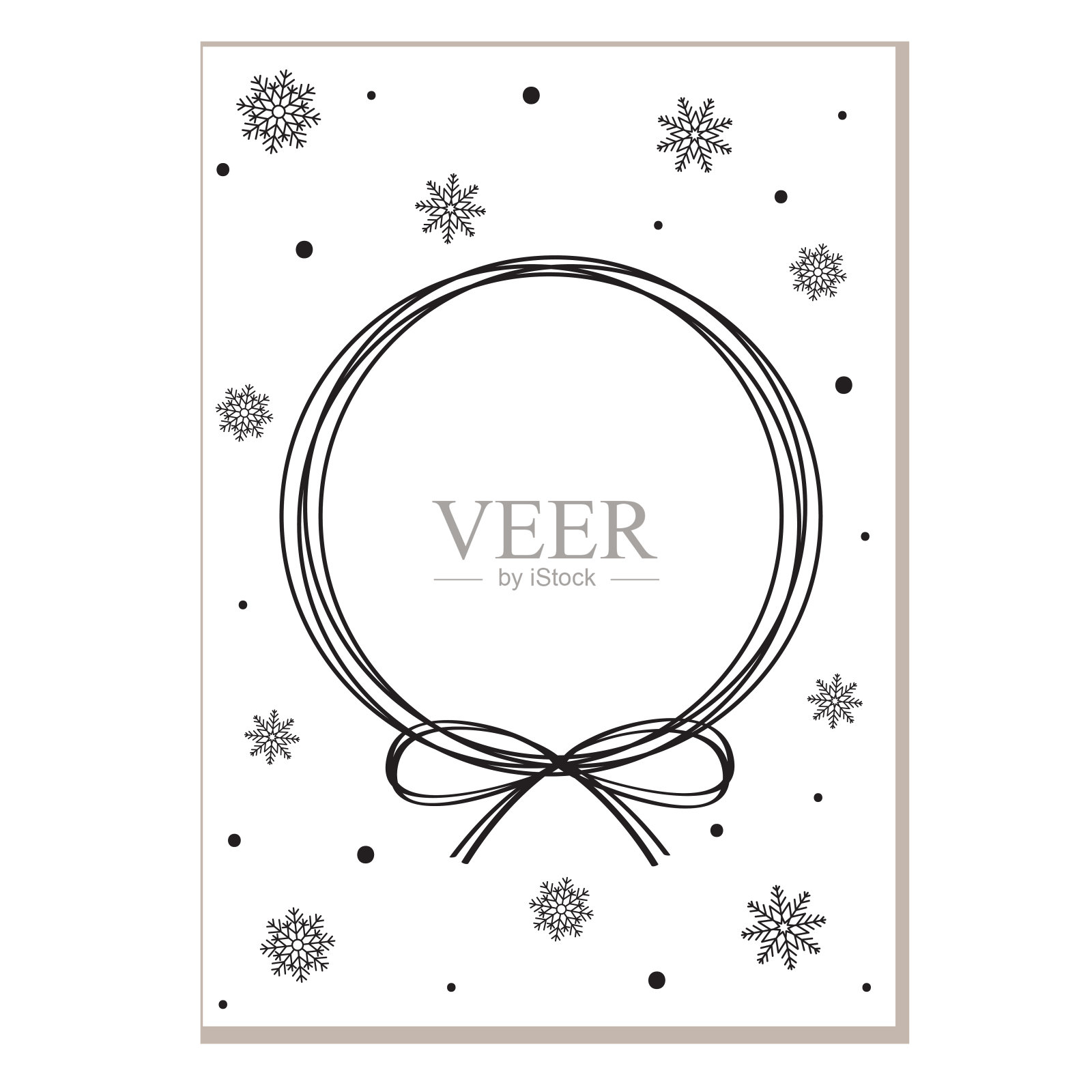 手绘寒假卡片。用鲜花装饰的圣诞贺卡，新年树和雪花框架。圣诞问候或邀请激发报价卡。孤立的矢量图标插画图片素材