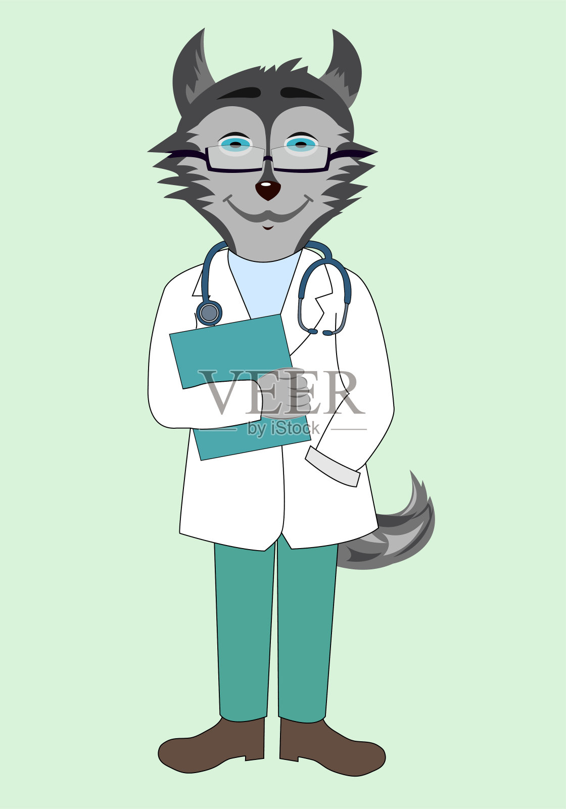 哈士奇犬医生向量插画图片素材