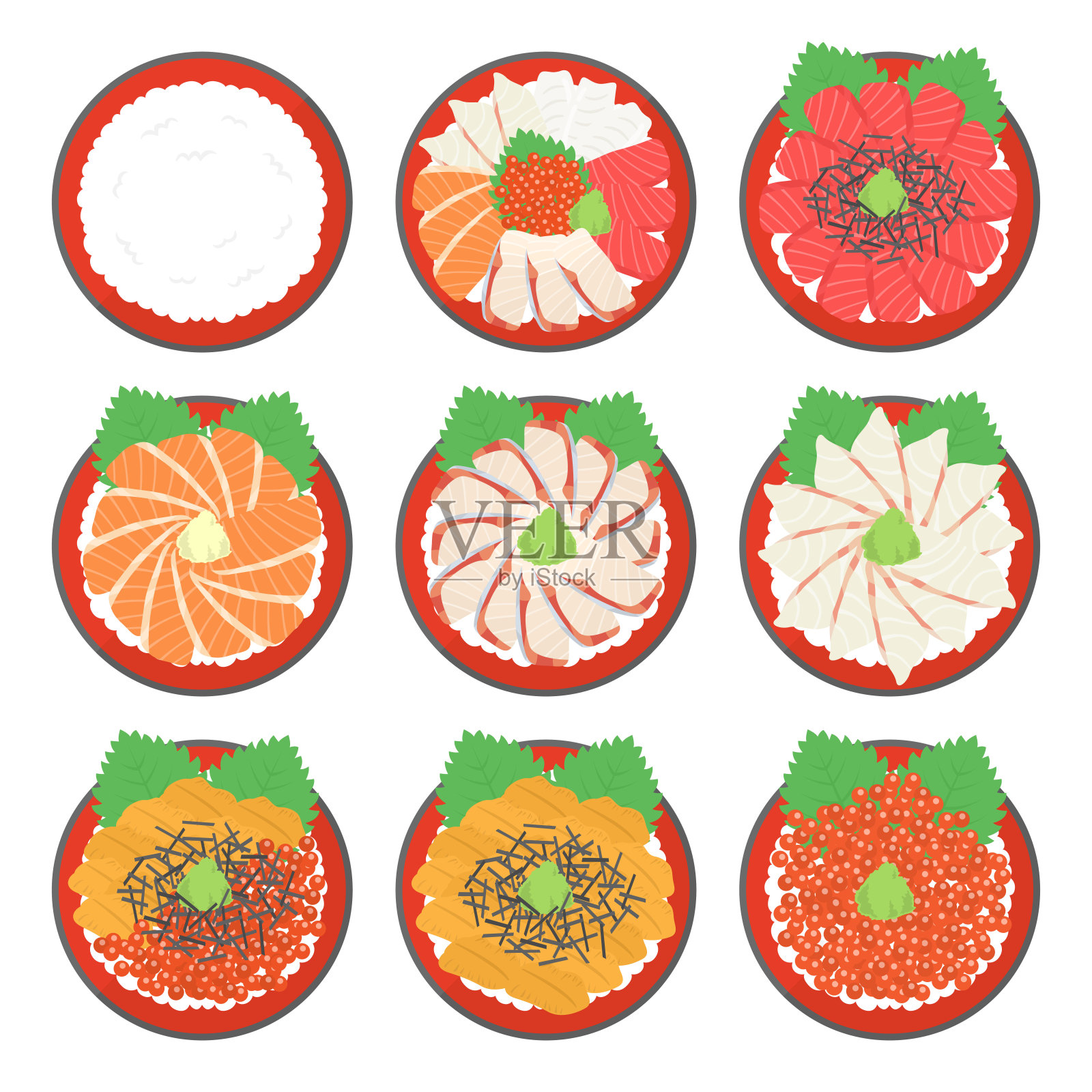 日本食物插图一套碗插画图片素材