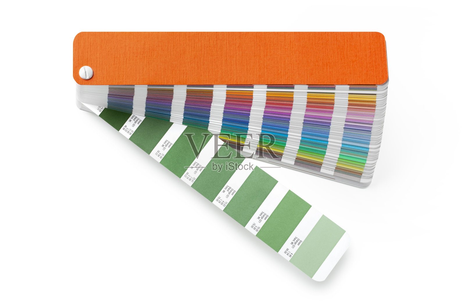 颜色的球迷。打开潘通样品颜色目录。照片摄影图片