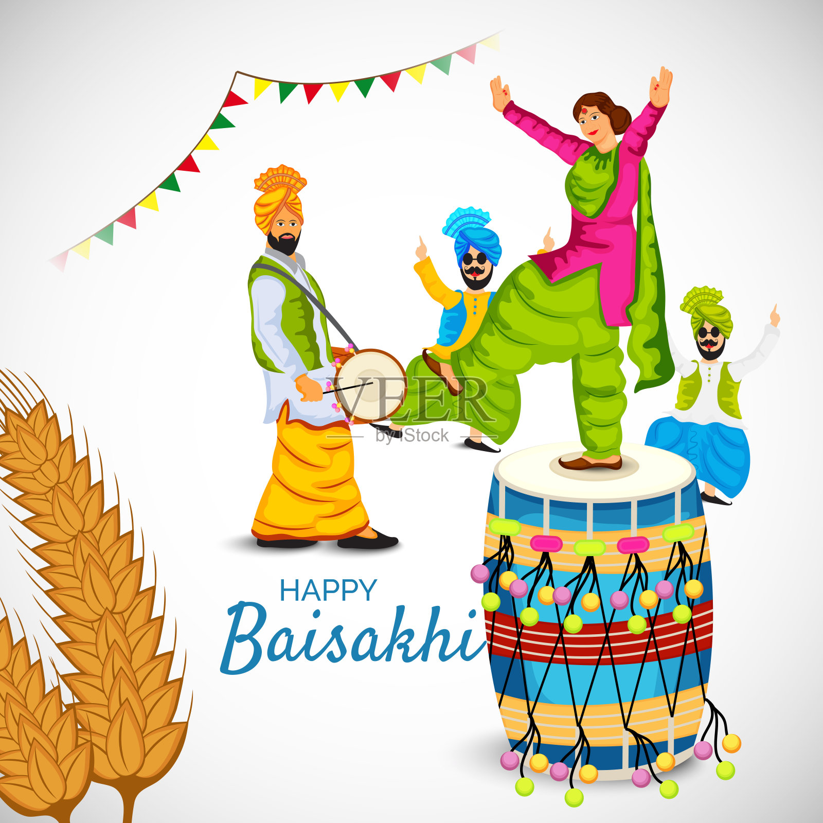 Baisakhi快乐。设计模板素材