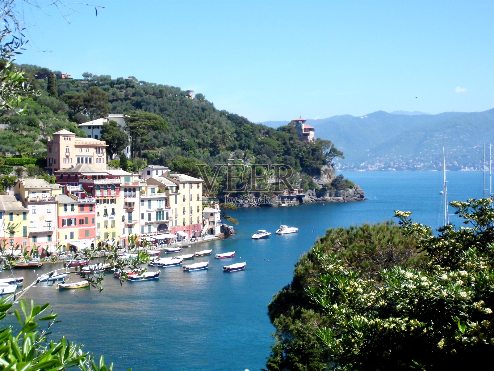 意大利利古里亚的波尔托菲诺港，照片摄影图片