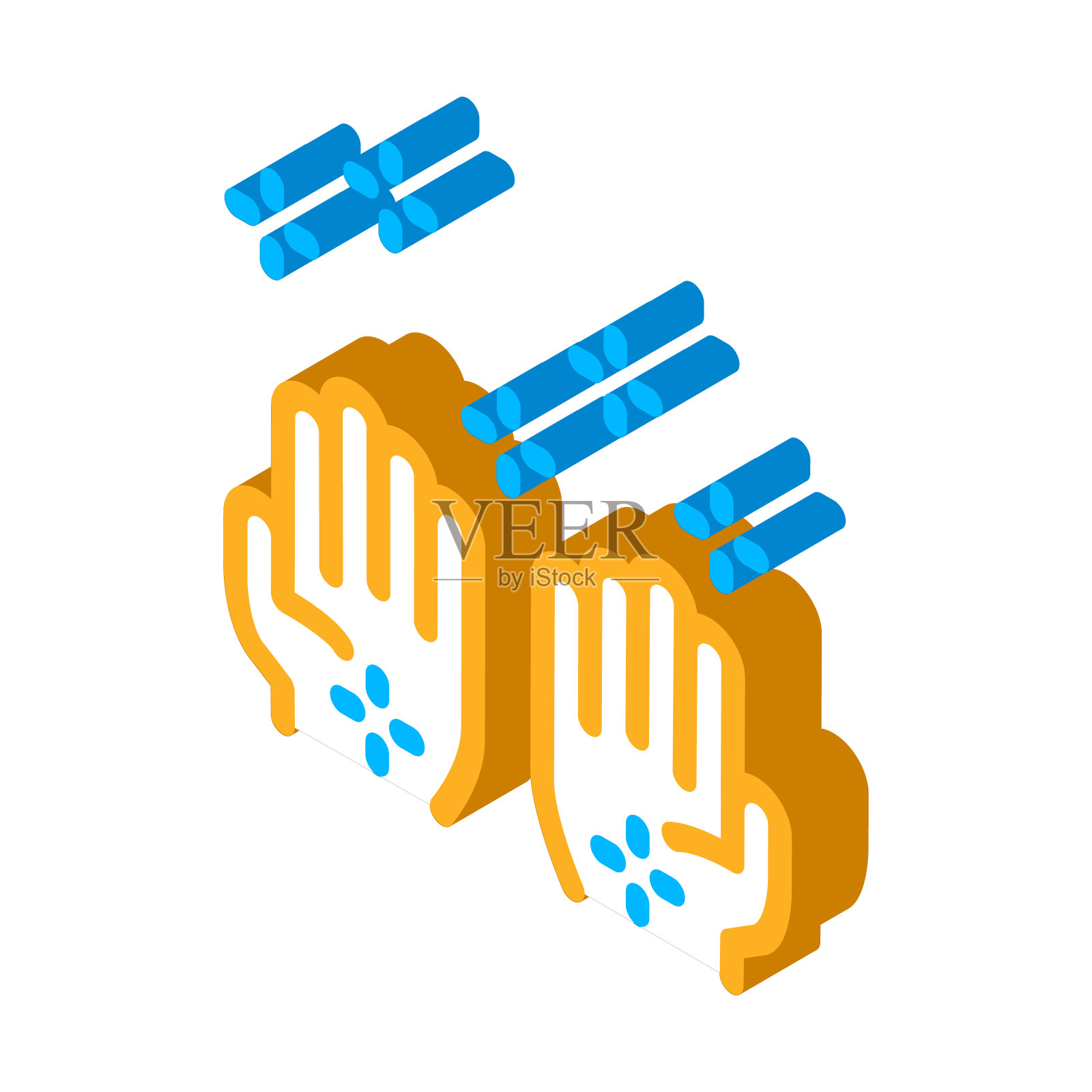 清洁健康手等距图标矢量插图插画图片素材