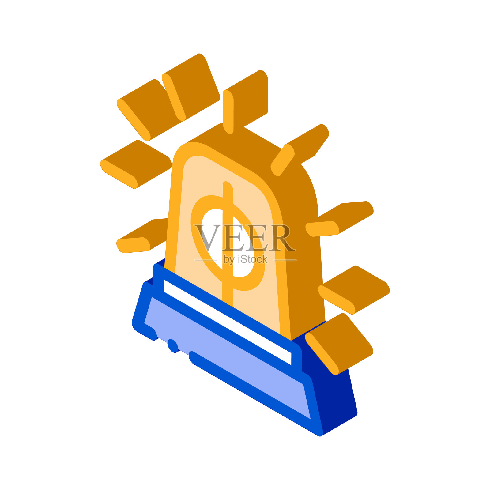 警察巡逻车报警等距图标矢量插图插画图片素材