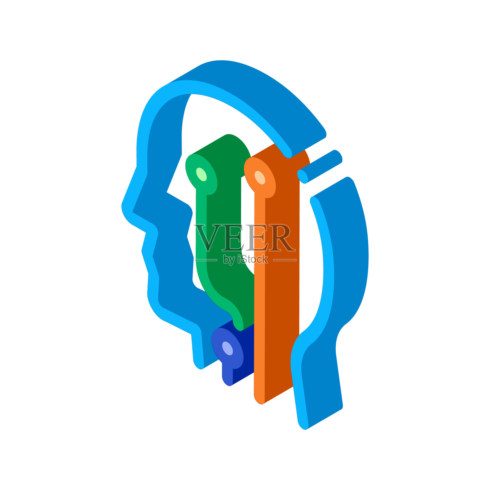 头部检查生物黑客等角图标矢量插图插画图片素材