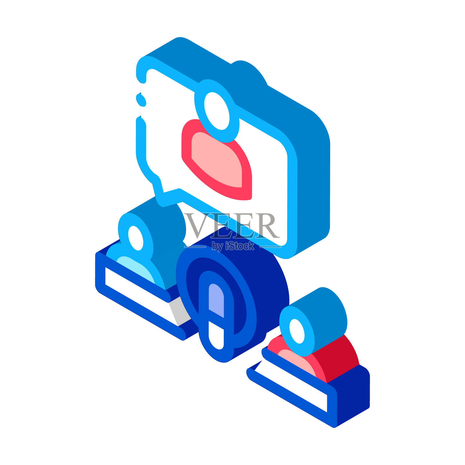 麦克风和主机等距图标矢量插图图标素材