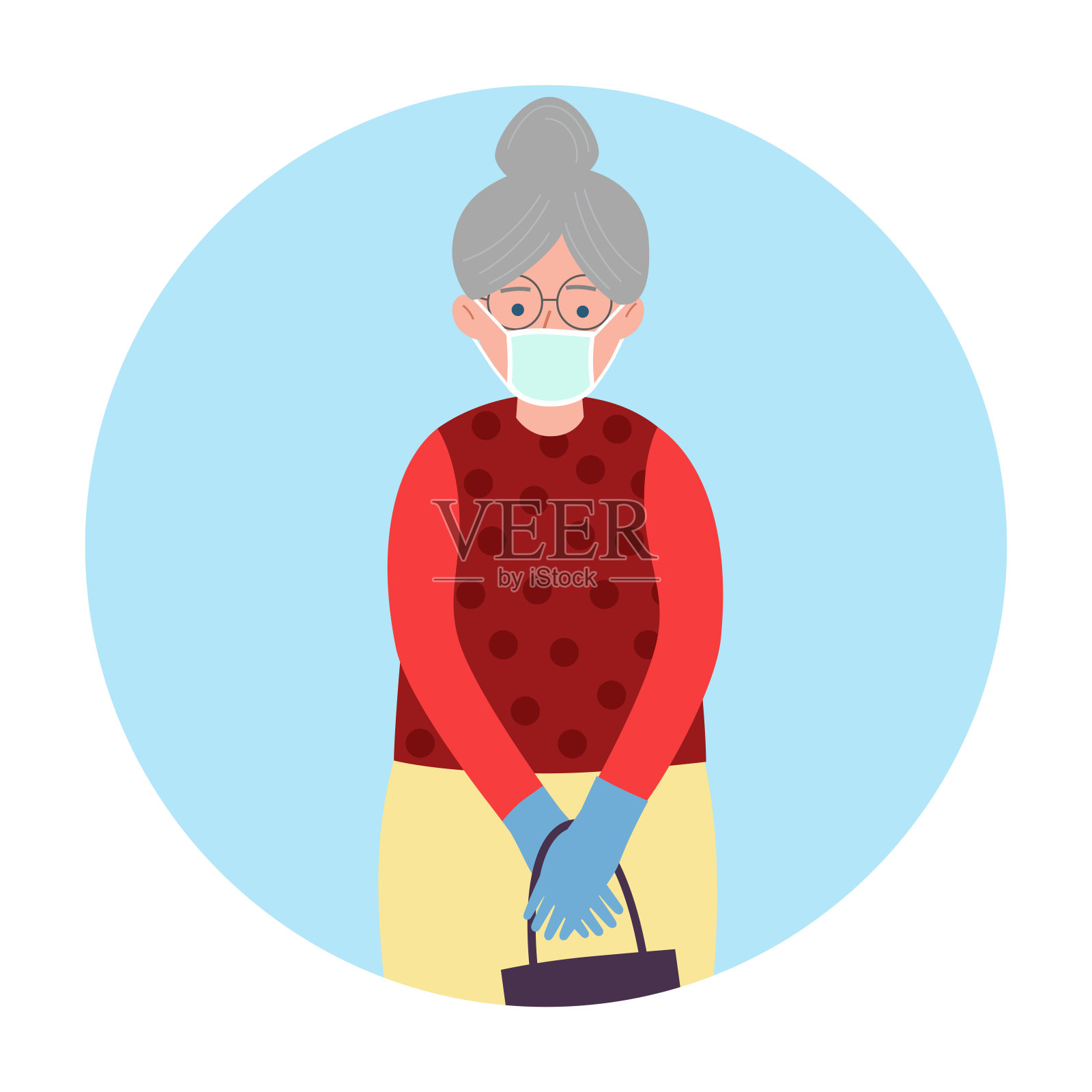 戴面具的老妇人插画图片素材