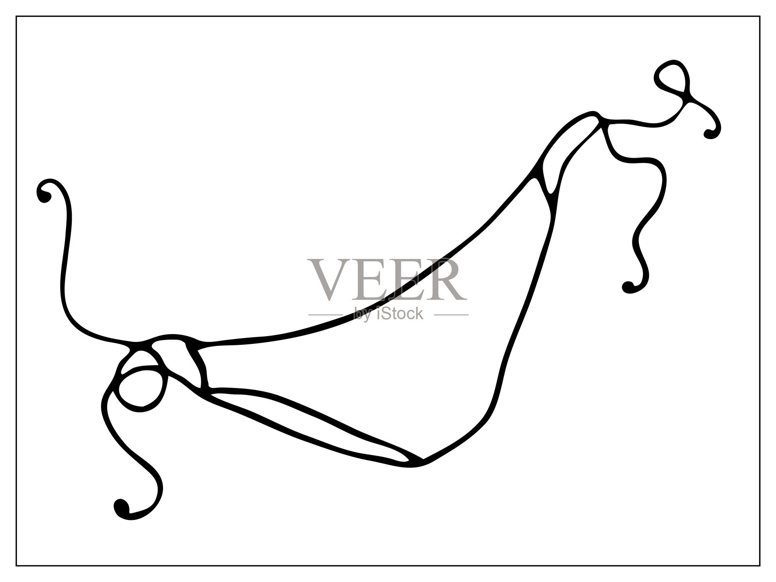 矢量插图与海滩比基尼，内裤，海滩服装的轮廓。对于web，徽标，图标，应用程序，UI。卡通风格插画图片素材