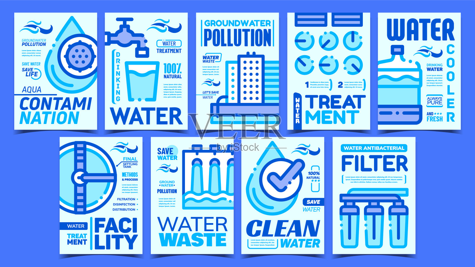 水处理收集海报集矢量设计元素图片