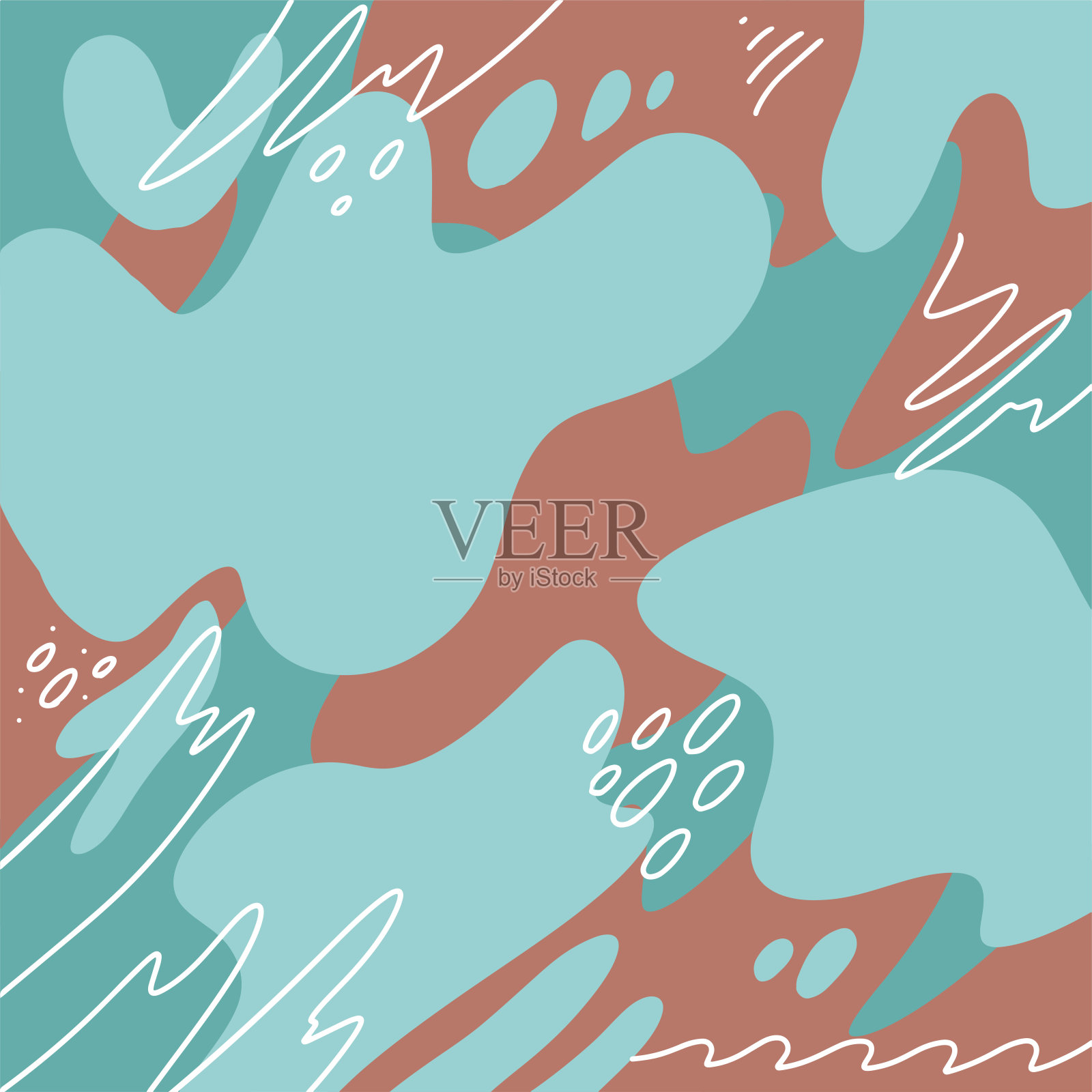 抽象彩色图案卡通纹理涂鸦几何背景。图册封面模板设计的图形趋势形状。平面手绘矢量插图。插画图片素材